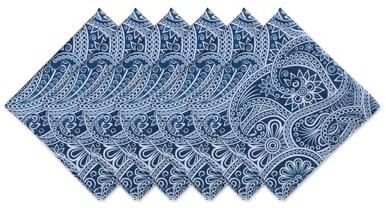 DII Blue Paisley Print Outdoor Napkin Set/6