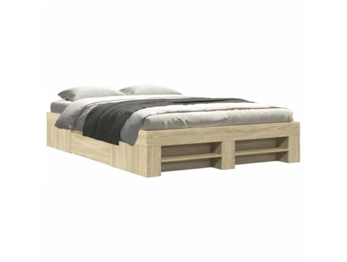PUGYNBK Bettrahmen ohne Matratze Sonoma Eiche 140 x 200 cm Lattenrost im Lieferumfang enthalten, Schubladen und Fächer, robuste Konstruktionsholz für Schlafzimmer