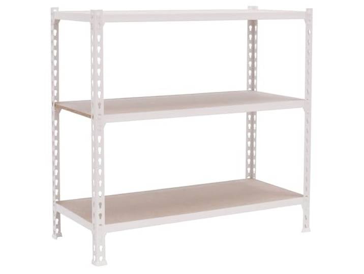Simonrack Schwerlastregal, Lagerregal, 90x110x50 cm, Metallregal, Kellerregal, Biegestelle 200 kg, 3 Holzfachböden, Weiss/Holz - Maderclick