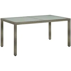 vidaXL Gartentisch 150x90x75 cm Hartglas und Poly Rattan Grau