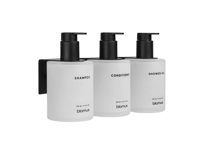 blomus Bouteilles en verre Kirei avec support mural lot de 3 Blanc, à coller