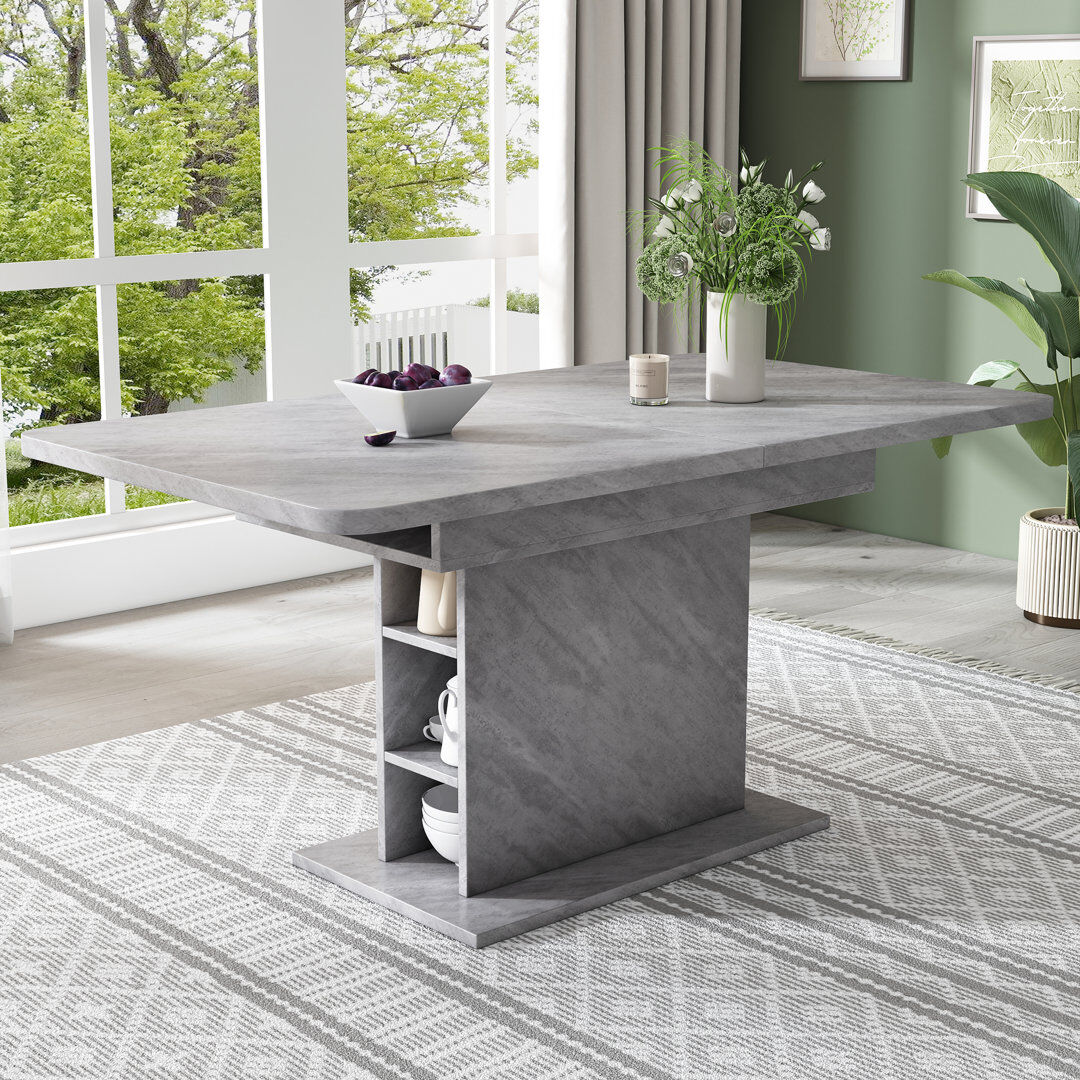 17 Stories 130 cm Extendable Rectangular Dining Table Grey