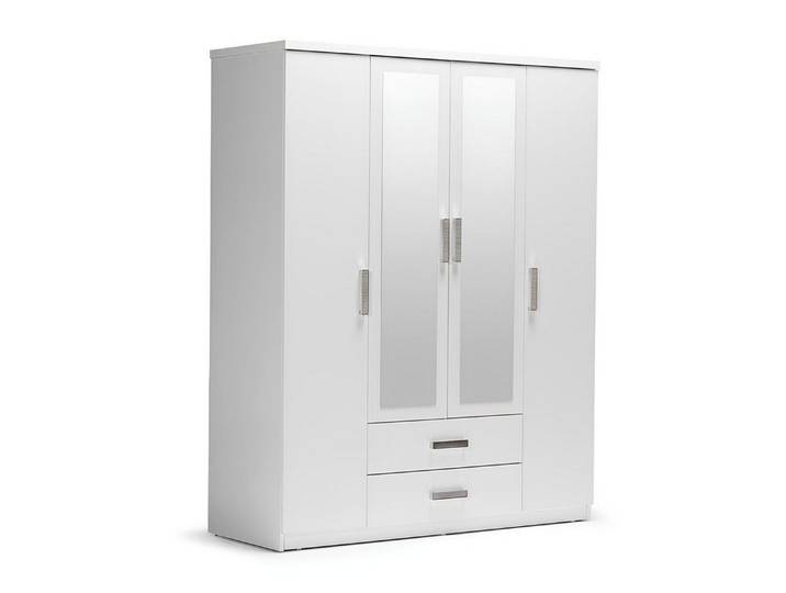 Xlmoebel Kleiderschrank Weißer Holzschrank mit Spiegel und großzügigem Stauraum (Kleiderschrank) Hergestellt in Europa