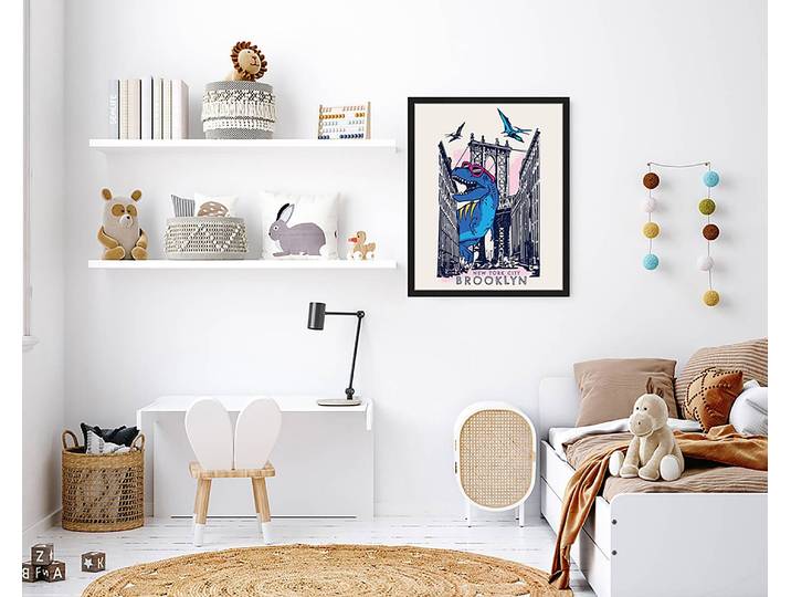 Tableau déco Dino in NY 43 x 53cm Multicolore
