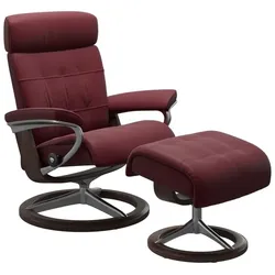 Stressless Sessel mit Hocker Erik Signature Leder Rot Batick Bordeaux M (Medium)