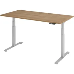 BaseLite Schreibtisch höhenverstellbar (elektrisch) »Base« 160 cm Gestell silbern braun, 160x129.5x80 cm