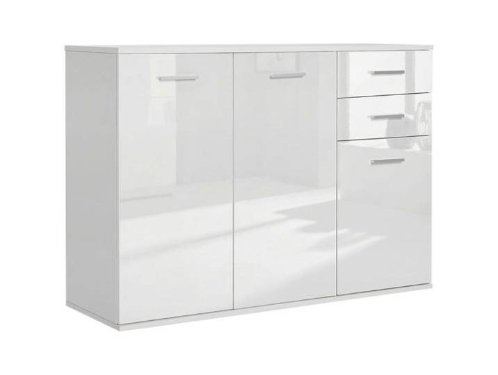 Buffet salon - meuble de rangement - HOMCOM - haut brillance 2 tiroirs 3 portes étagère réglable contemporain - bois - blanc