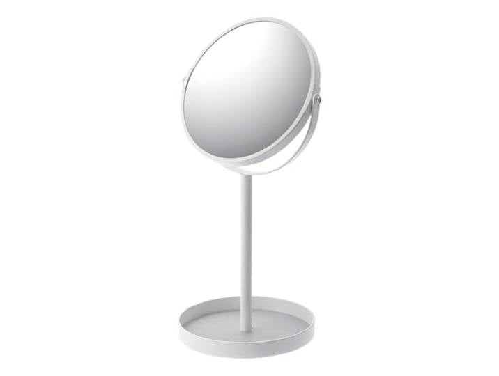 YAMAZAKI 2819 Tower Accessory Tray with Mirror\, White\, Steel/Mirror\, 17.5 x 14 x 33 cm