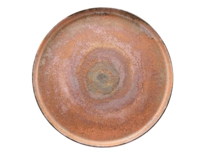 Assiette plates en grès rouge et orange