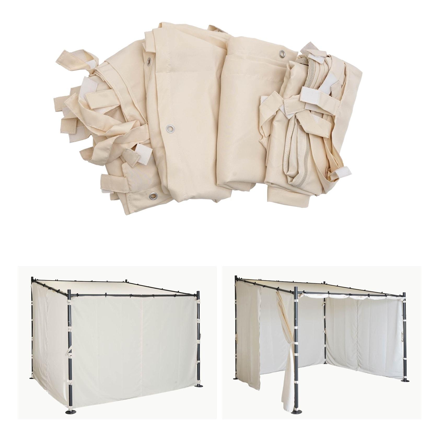 4er-Set Seitenwand für Pergola MCW-A22, Ersatzseitenwand Pavillon, 3x3m Polyester ~ creme