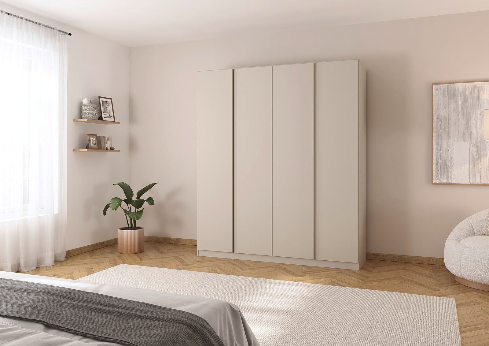 home24 Draaideurkast beige/kasjmier basic Hoogte: 181 cm