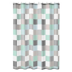 Kleine-Wolke Duschvorhang Check Mare, 180 x 200 cm, wasserabweisend, waschbar, aus Polyester, mit Motiv