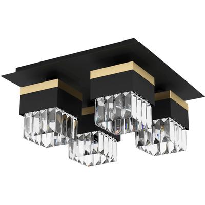 EGLO Deckenleuchte "BARRANCAS", gold (schwarz, goldfarben), H: 18cm, 1 Stk., Leuchten, Deckenleuchte in schwarz und gold aus Stahl - exkl. E14 - 40W, Deckenleuchte
