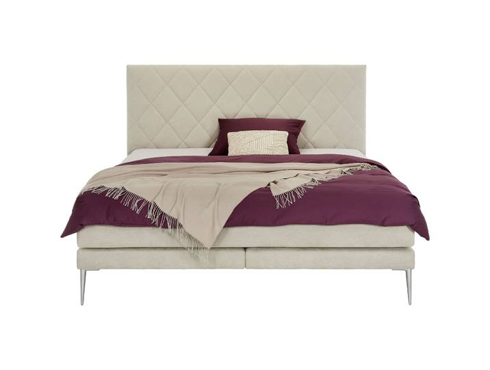Boxspringbett Bela beige Stoff 180 x 200 cm - Möbel Konfigurator: Traummöbel individuell zusammenstellen - Boxspringbett