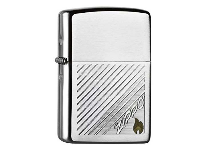 Zippo 60000663 Stripe aansteker, messing, roestvrijstalen look, 1 x 3,5 x 5,5 cm