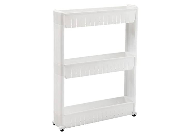 ROHCGHC Rollwagen, Rollender Aufbewahrungswagen Räder Bad Küche Waschküche(/White,3 Tier)