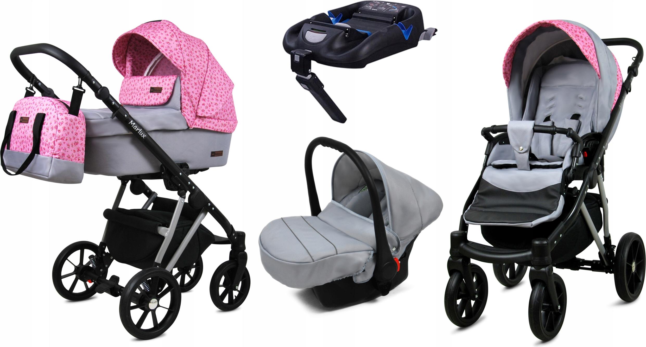 BabyLux Marlux Magnetic | 4in1 Kinderwagen Set | Small Rosess Of Pink | Kombikinderwagen | Kind