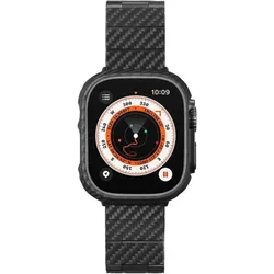 Pitaka Gliederarmband aus echtem Carbon Black (22 mm, 24 mm, Carbonfaser, Karbonfaser), Uhrenarmband, Schwarz, Grau