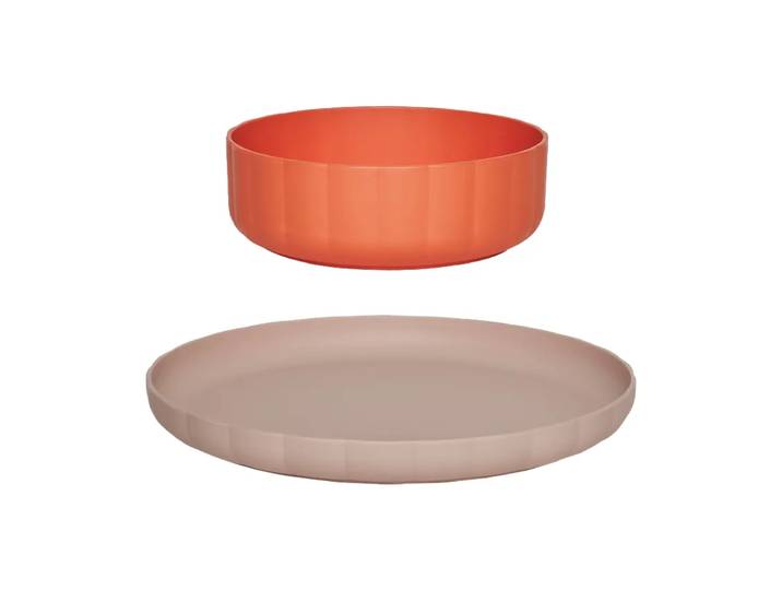 OYOY Assiette & bol Pullo 2 pièces Rose-apricot