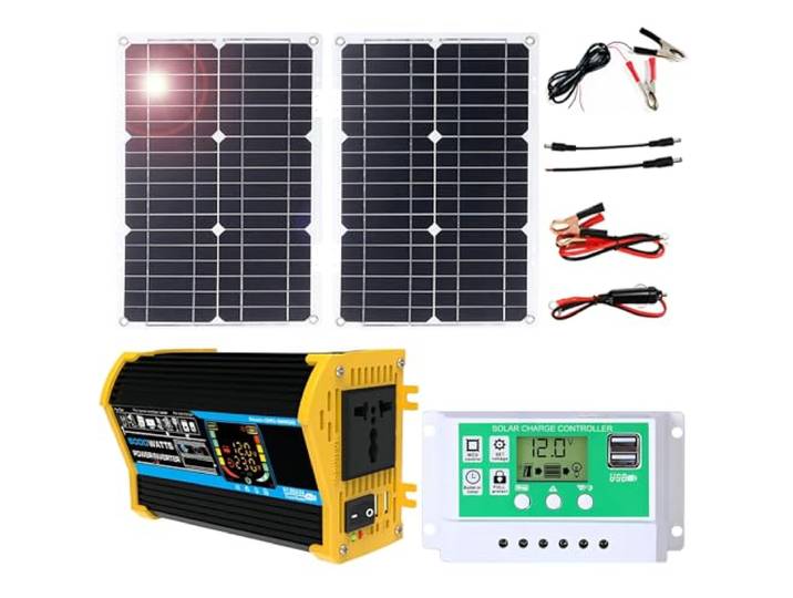 100-W-Solarpanel-Kit mit 6000-W-Wechselrichter und 50-A-Controller(Black,50W)