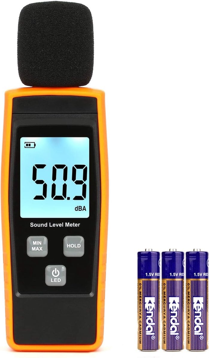 Digitale Decibelmeter met LCD Display - Oranje - Professionele Geluidsmeter met bereik van 30dB tot 130dB
