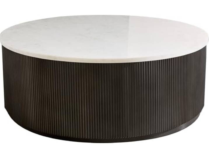 DELIFE Wohnzimmertisch Fiorano Marmor Weiß 90x90 cm Metall Black Antique