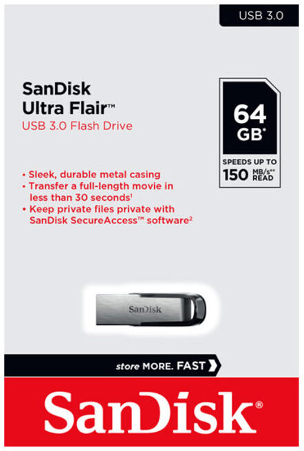SanDisk Clé USB UltraFlair SDCZ73-064G-G46 64 Go USB 3.0 (SDCZ73-064G-G46)