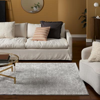 TOWN & COUNTRY LUXE Maya Medallion Tile Neutral Indoor Area Rug with High-Low Texture