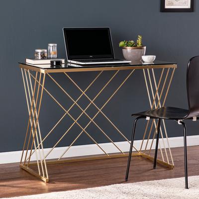 SEI Furniture Doreen Contemporary Gold Glass Desk