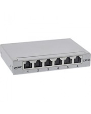 InLine Patchfeld Cat.6A 0.5HE 6-fach für Tisch/Wand/Hutschiene mit Staubschutz Patch-Panel (76816A)