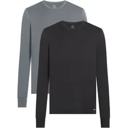 2er Pack NIKE Crewneck langarm Unterhemd Herren 016 - carbon heather L