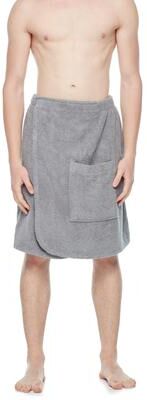 Arus Men's Adjustable Hook and Loop Closure Turkish Terry Cotton Bath Wrap
