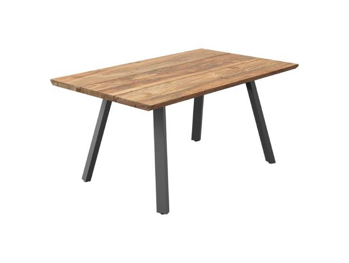 OUTLIV. Negara Gartentisch 160x90cm Edelstahl/Teak recycelt Schweizer Kante Dunkelgrau