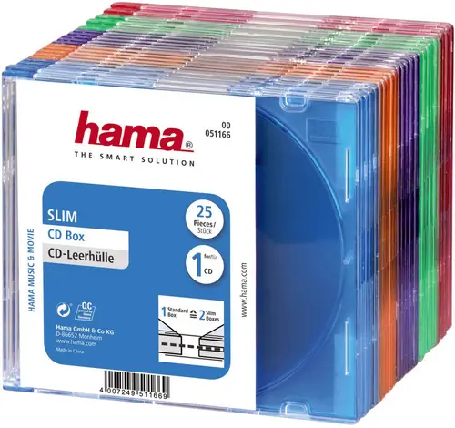 Hama CD Hülle Slim 00051166 1 CD/DVD/Blu-Ray Transparent-Blau, Transparent-Orange, Transparent-Violett, Transparent-Grün