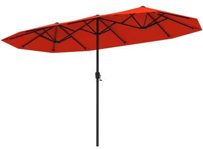 Costway 13 FT Large Patio Umbrella Outdoor Double-Sided Table Market Umbrella with Crank Handle-Orange