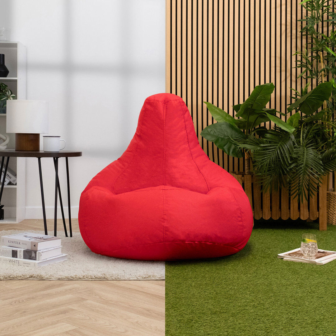 icon Dalton High Back Adult Gaming Indoor Outdoor Bean Bag Chair, Black Red Medium