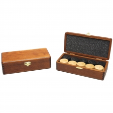 Klassik Games Damespielsteine - Holz - natur und schwarz - ca. 33mm - 2 x 20 Steine in brauner Holzbox 293801