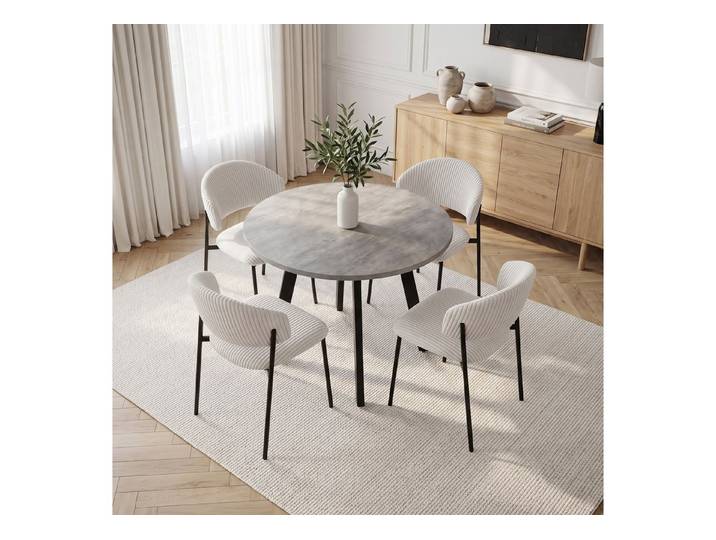Jiexi Esstisch Grauer moderner runder Esstisch – Durchmesser 80 cm – Küchentisch