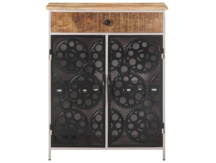 KKgypkn Sideboard 60x35x75 cm Raues Mangoholz 2 Tueren, 1 Schublade, Tueren aus echten Fahrradkettenraedern, Industriestil