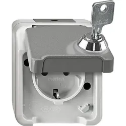 Schuko-Steckdose Aquastar Merten,IP44,AP,lichtgrau,abschließbar,1 Stück