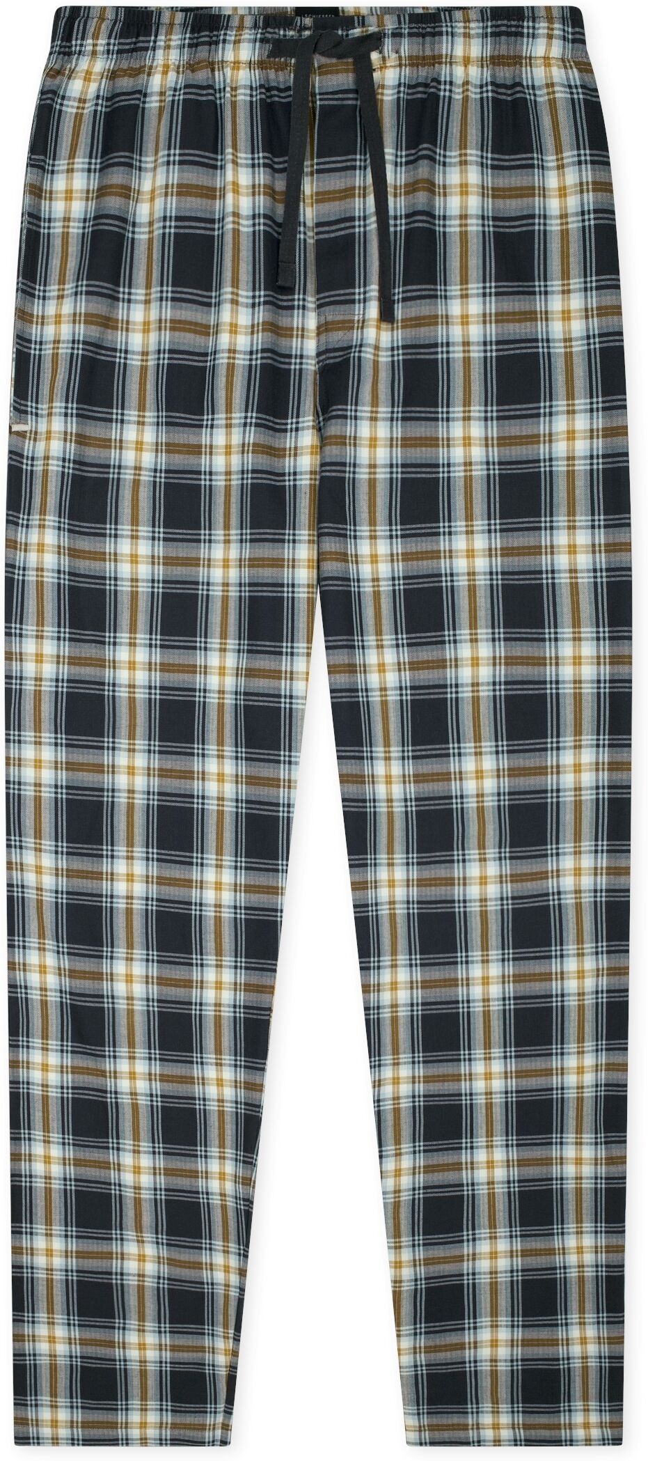 Pyjamahose SCHIESSER "Mix + Relax", Herren, Gr. 52, N-Gr, bunt (608, curry), Web, Obermaterial: 100% Baumwolle, bequem lang, Hosen Pyjamahose, funktionale Knopfleiste, Bindeband, seitliche Taschen 608, curry 52, N-Gr