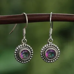 Drachensilber Ohrhänger Magic Quarz dezente Ohrringe Edelstein und 925 Silber - Silber;Lila