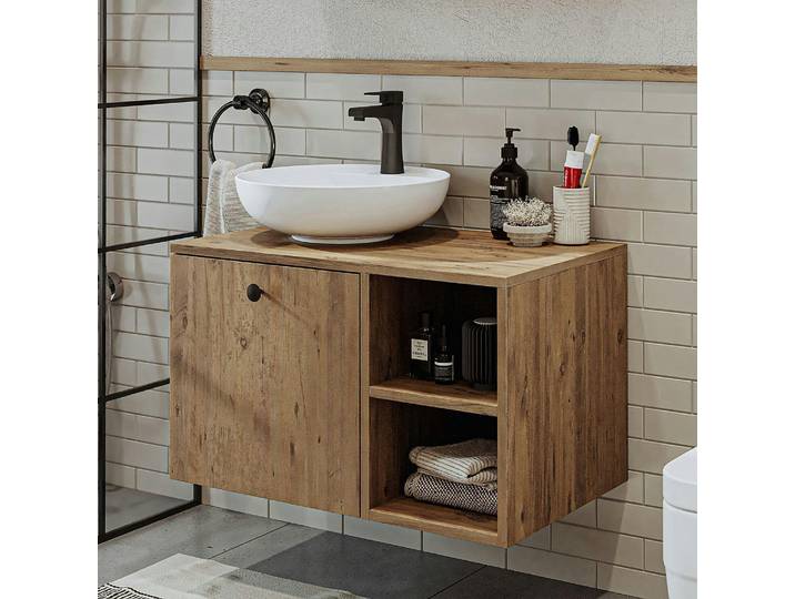 Meuble sous vasque + vasque ronde TIMA - Pin