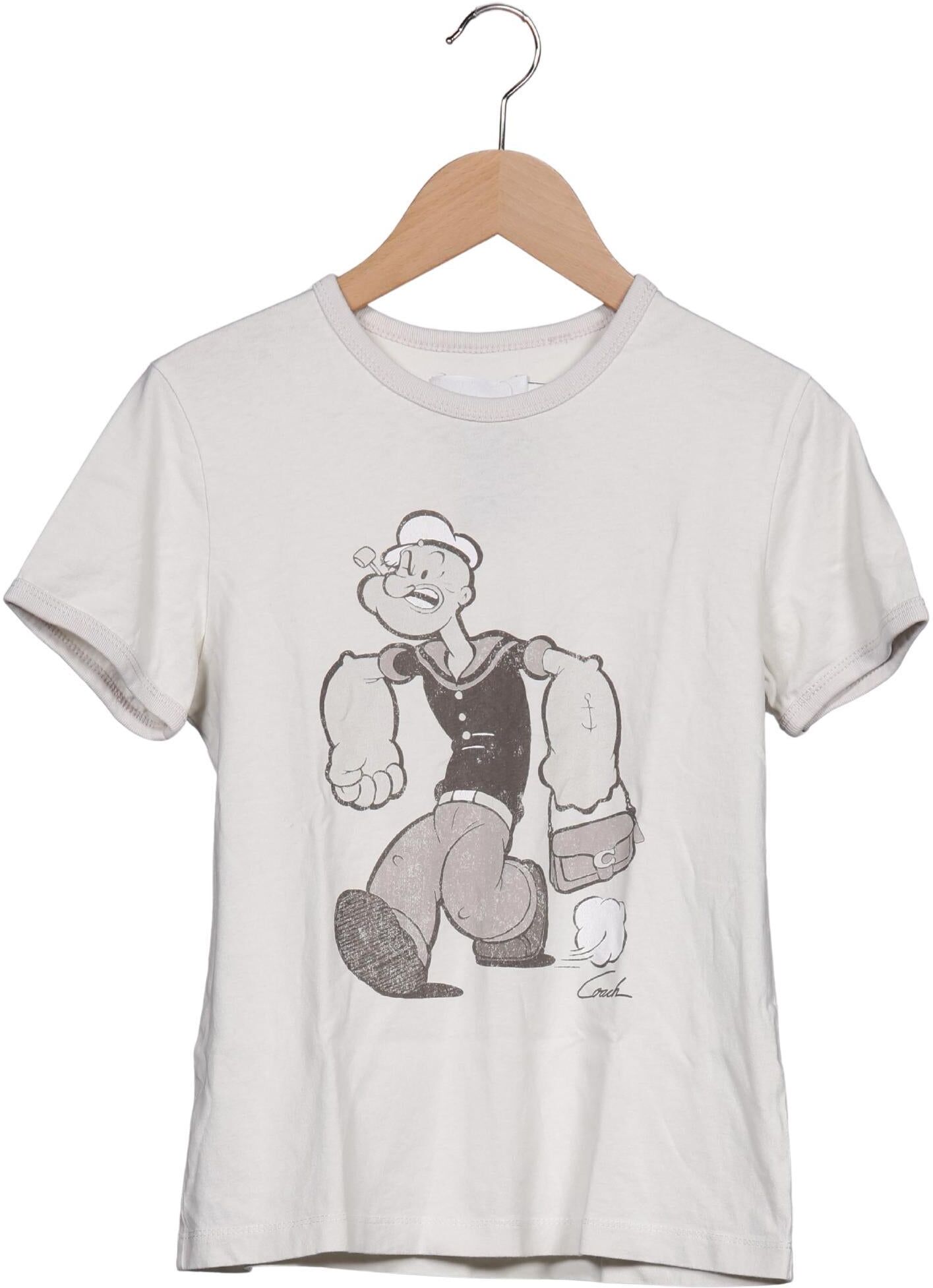 Coach Damen T-Shirt, Beige, Gr. S, kein / Etikett - Second Hand