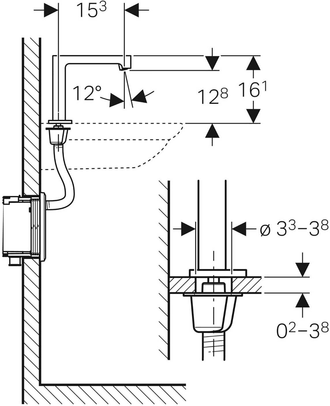 Geberit Brenta Waschtischarmatur Standmontage, Netzbetrieb, für UP-Funktionsbox