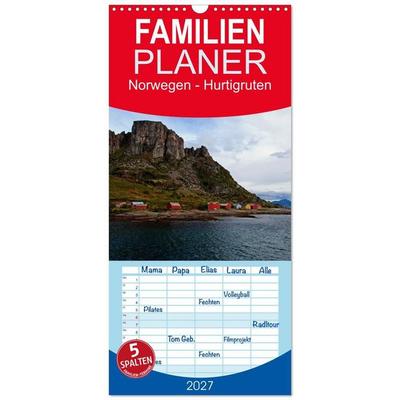 Familienplaner 2027 - Norwegen - Hurtigruten mit 5 Spalten (Wandkalender, 21 x 45 cm) CALVENDO