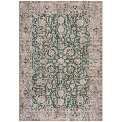 Teppich FLAIR RUGS "Beau Floral", grün, B:152cm H:2mm L:230cm, Kunstfaser, Teppiche, Teppich, Waschbarer Vintage Teppich, Wohnzimmer, Schlafzimmer, Esszimmer