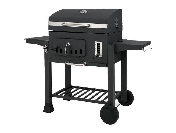 Barbecue au charbon de bois avec 2 tables latérales pliantes, barbecue d'extérieur de 24 pouces avec une surface de cuisson de 544 pouces carrées