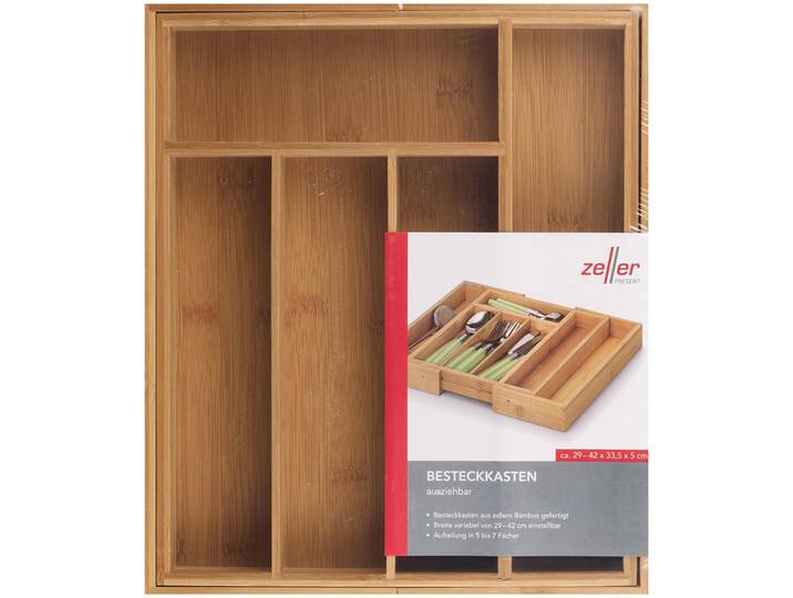 Zeller Besteckkasten, ausziehbar, Bambus/HDF