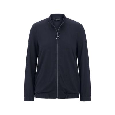 Kurzjacke GOLDNER "Jerseyjacke mit Ottomanstruktur", Damen, Gr. 42, schwarz (marine), Jacken Kurzjacke, Taschen inn der Seitennaht